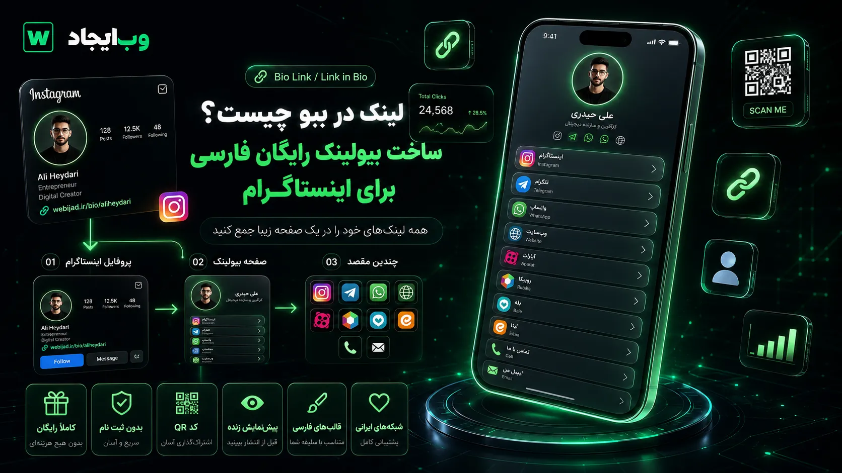 لینک در بیو چیست؟ ساخت بیولینک رایگان فارسی برای اینستاگرام